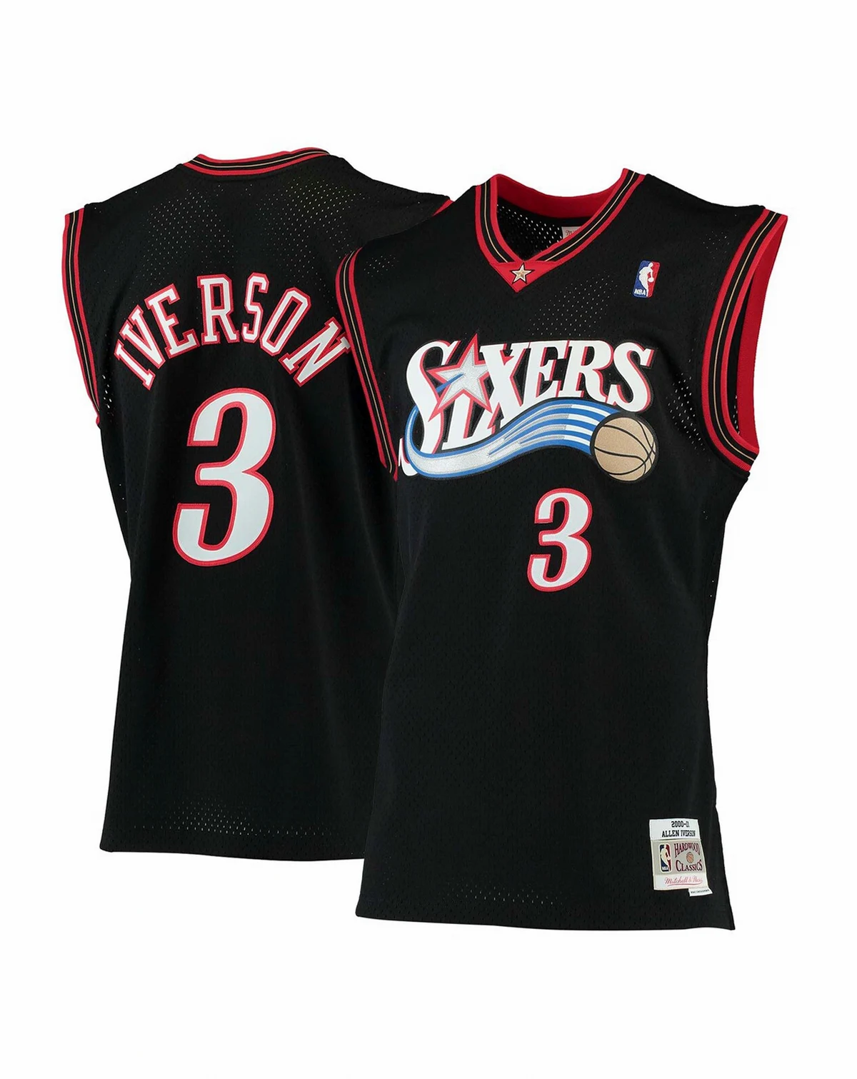 Men's Allen Iverson Black Philadelphia 76Ers 2000-01 Hardwood Classics Swingman Jersey