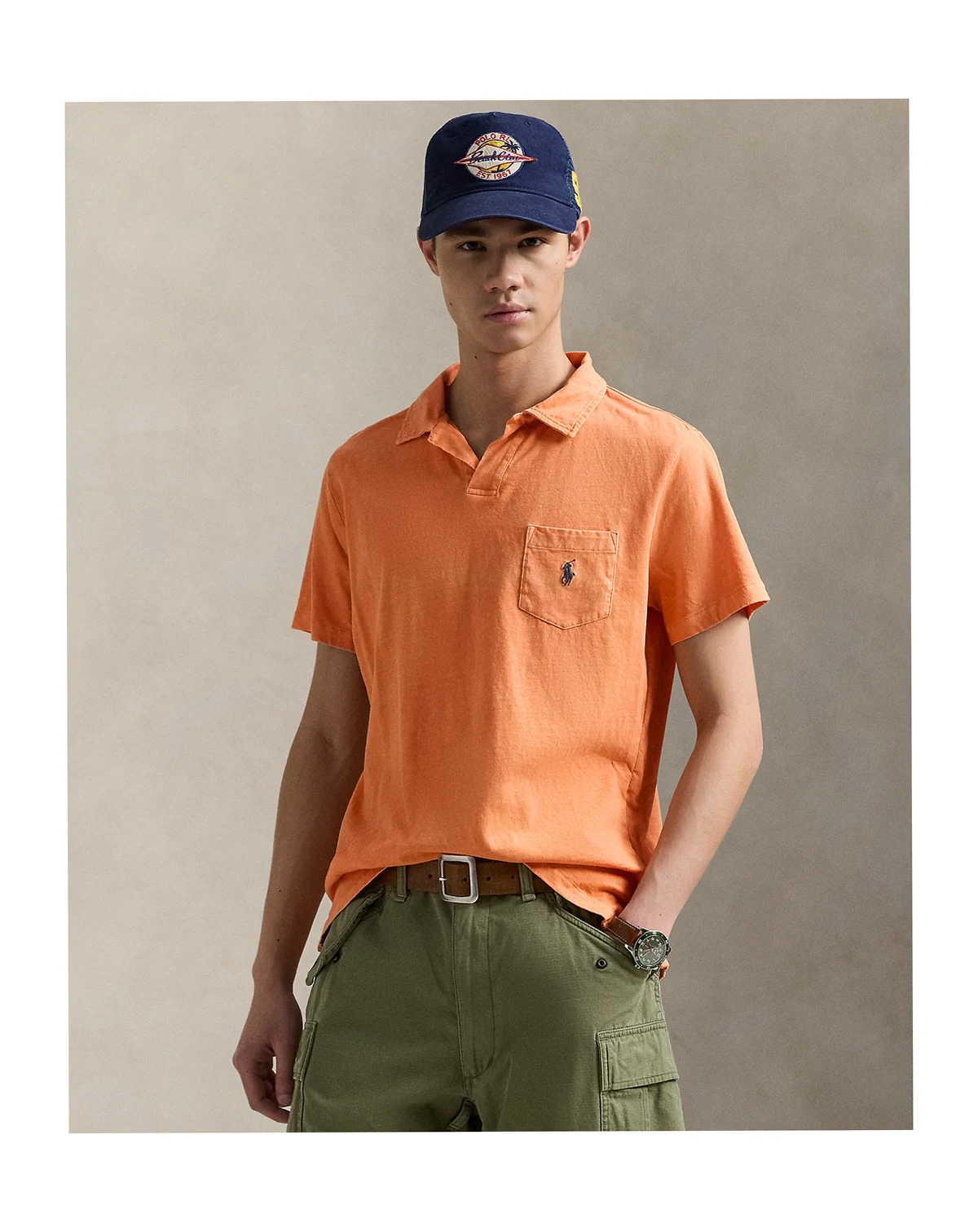 Men's Standard Cotton-Linen Jersey Polo Shirt