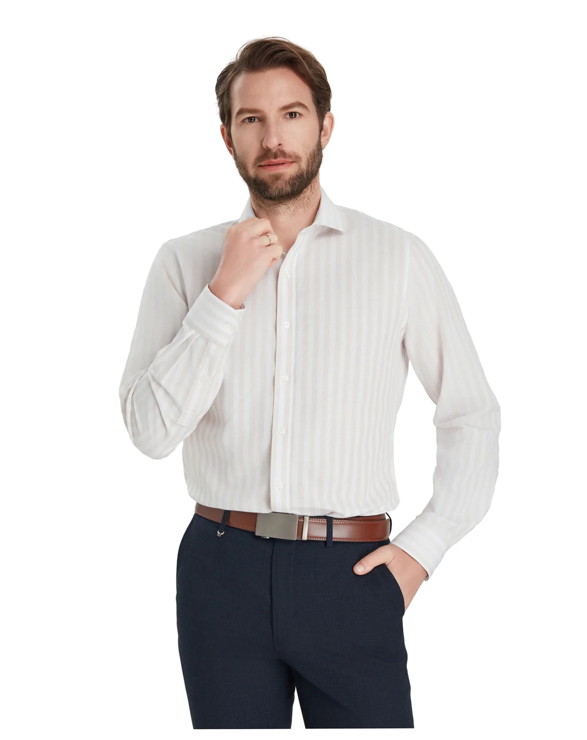 Men's Linen Slim-Fit Joseph Stripe Dress Shirt, Macy's Exclusive