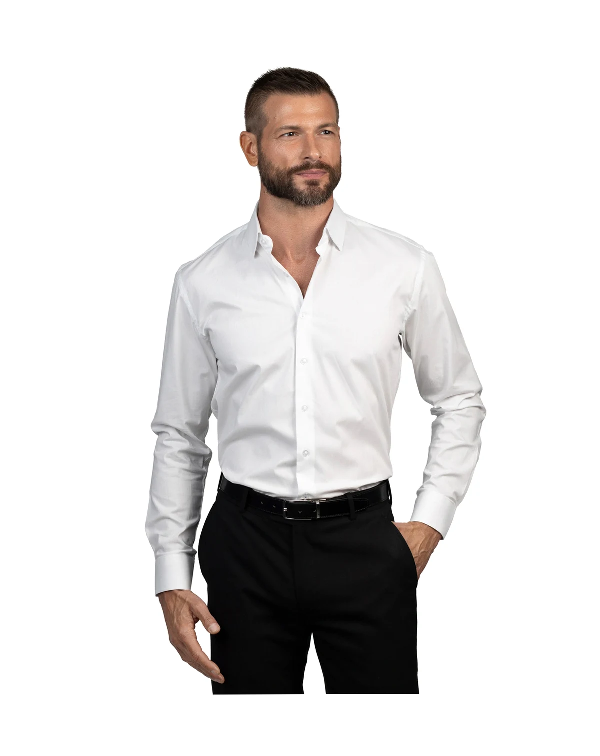 Men's Solid Slim-Fit Dress Shirt