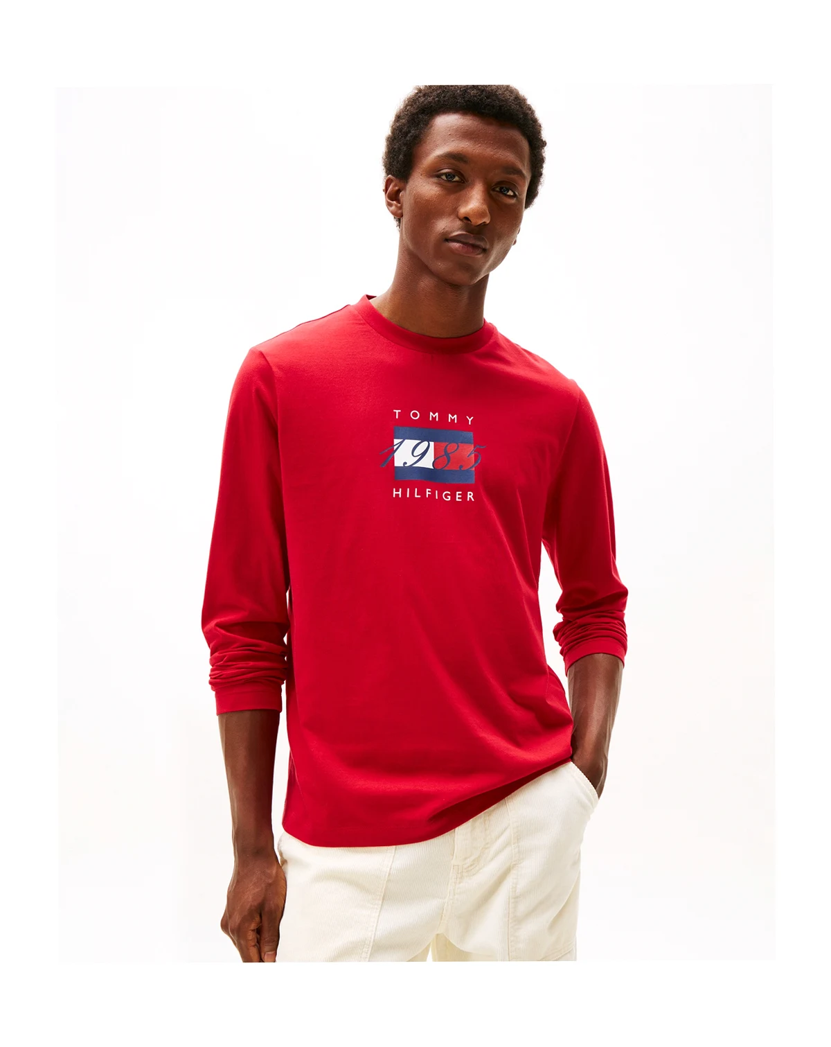 Men's Linear Flag Graphic Long-Sleeve T-Shirt