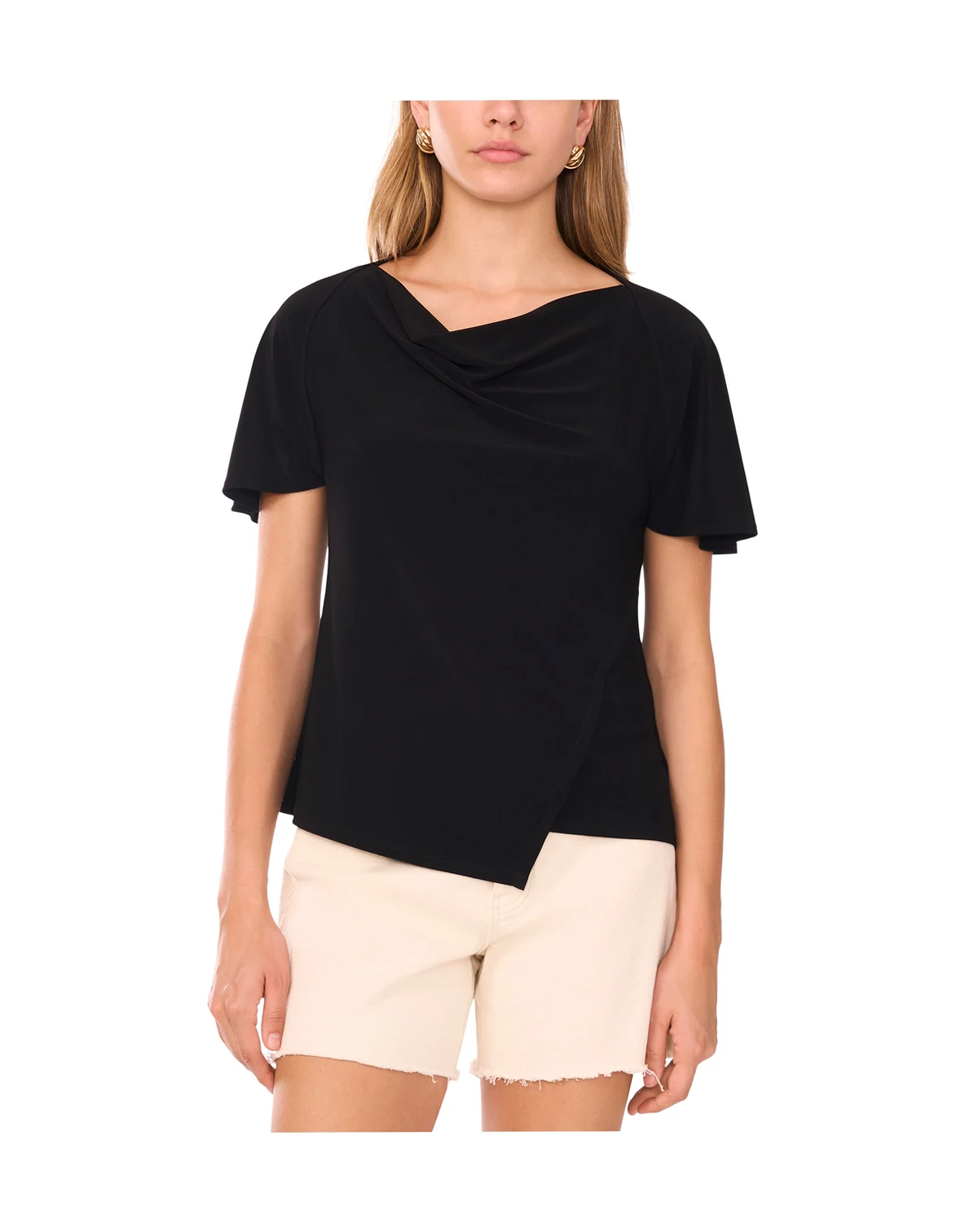 Women's Cowl-Neck Asymmetrical Hem Top