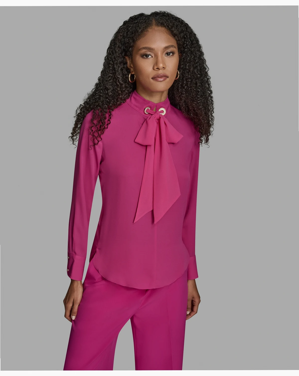 Women's Long Sleeve Tie Neck Blouse