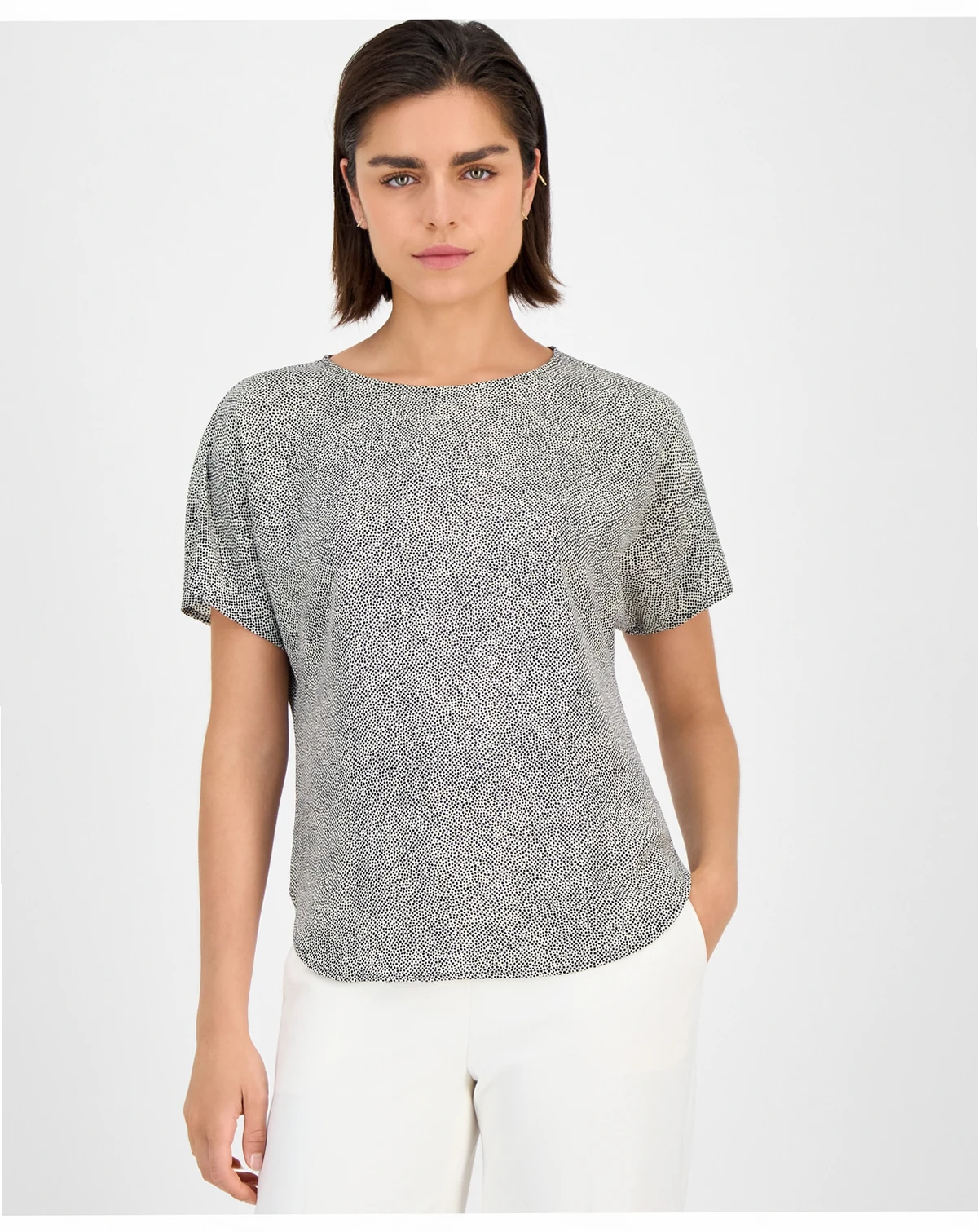 Women's Printed Boat Neck Short-Sleeve Top