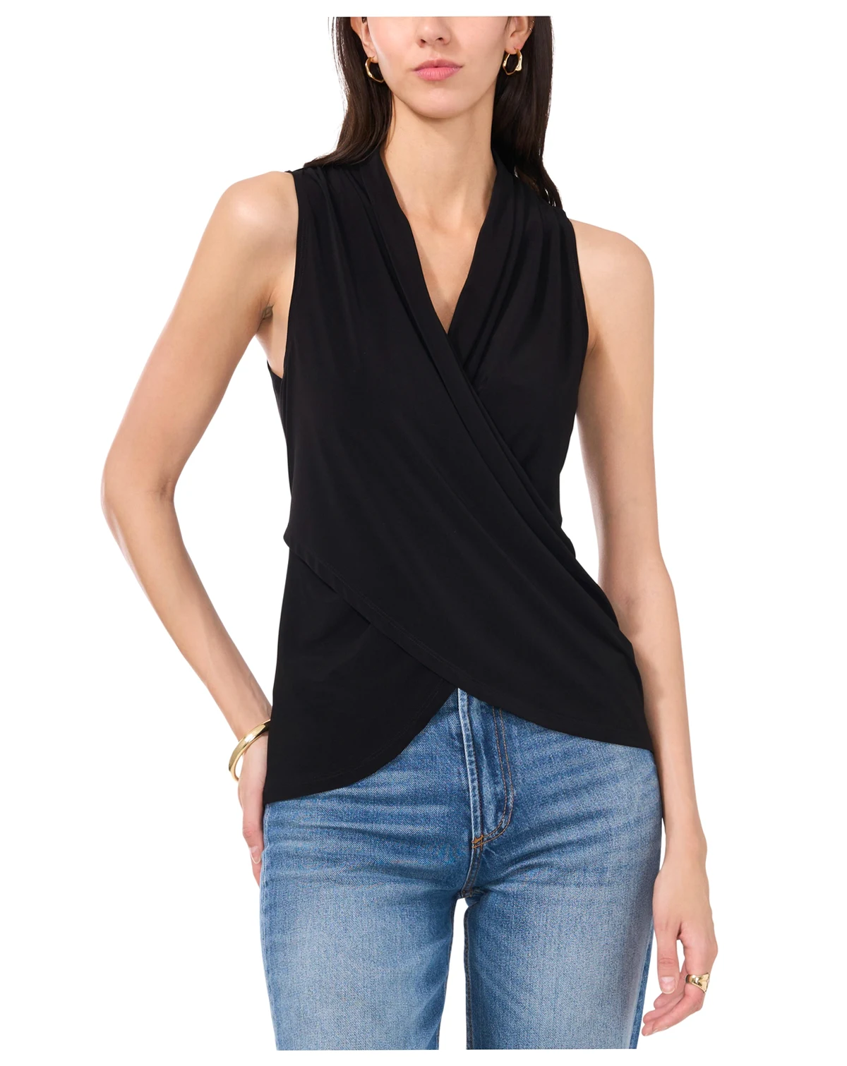 Women's Crossover Wrap-Front Sleeveless Top