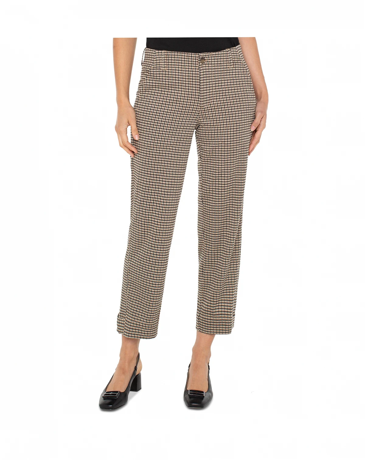 Petite Houndstooth Cropped Utility Pants