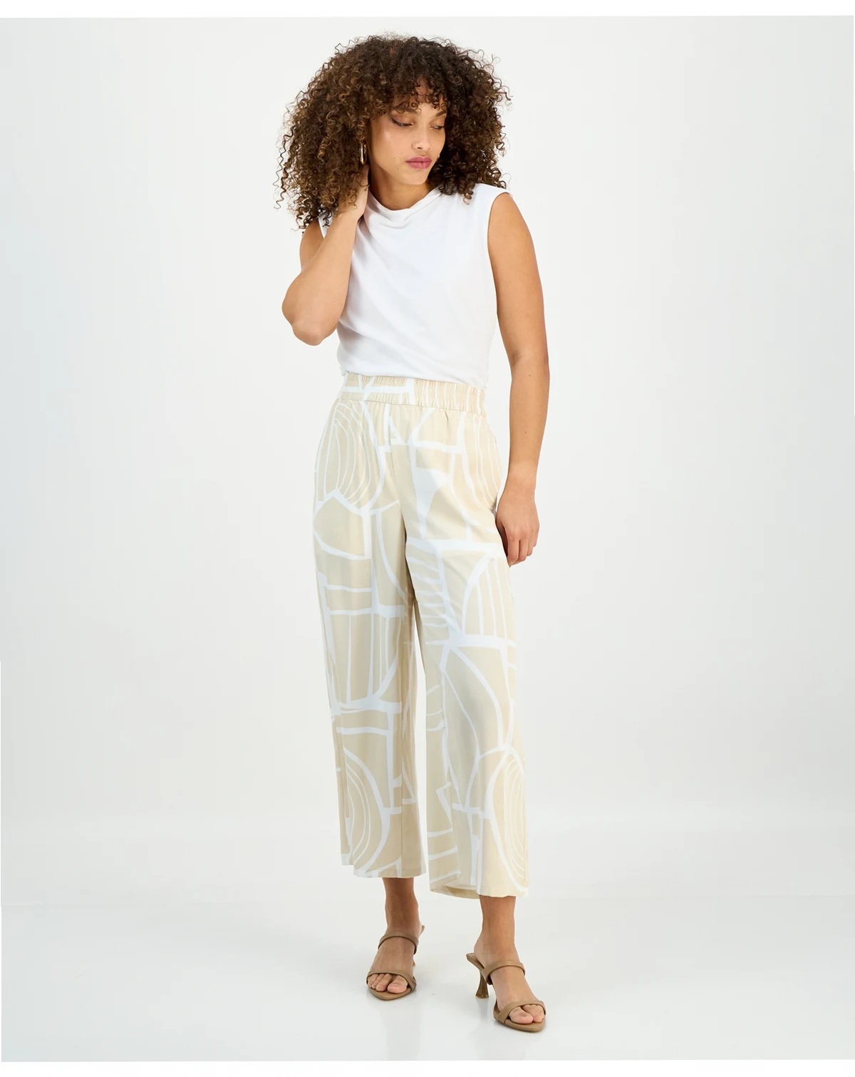 Petite Printed Cropped Pull-On Pants, Macy's Exclusive