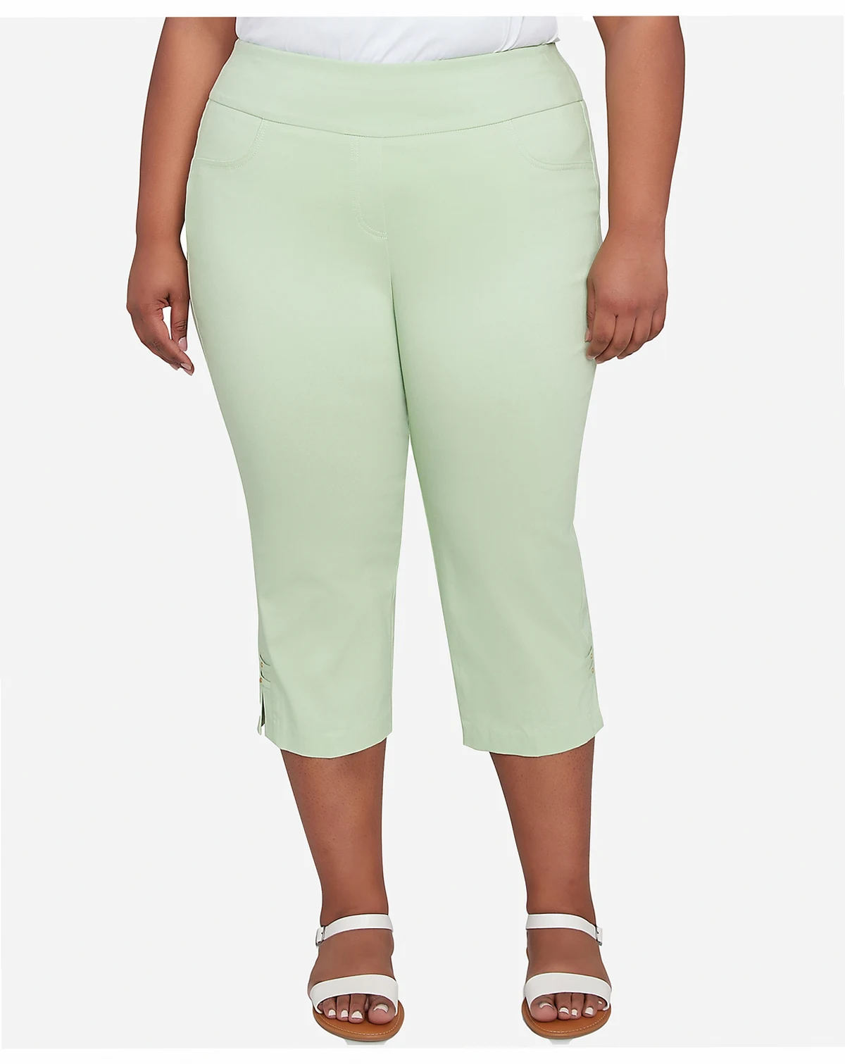 Plus Size Solid Tech Stretch Pull On Pants