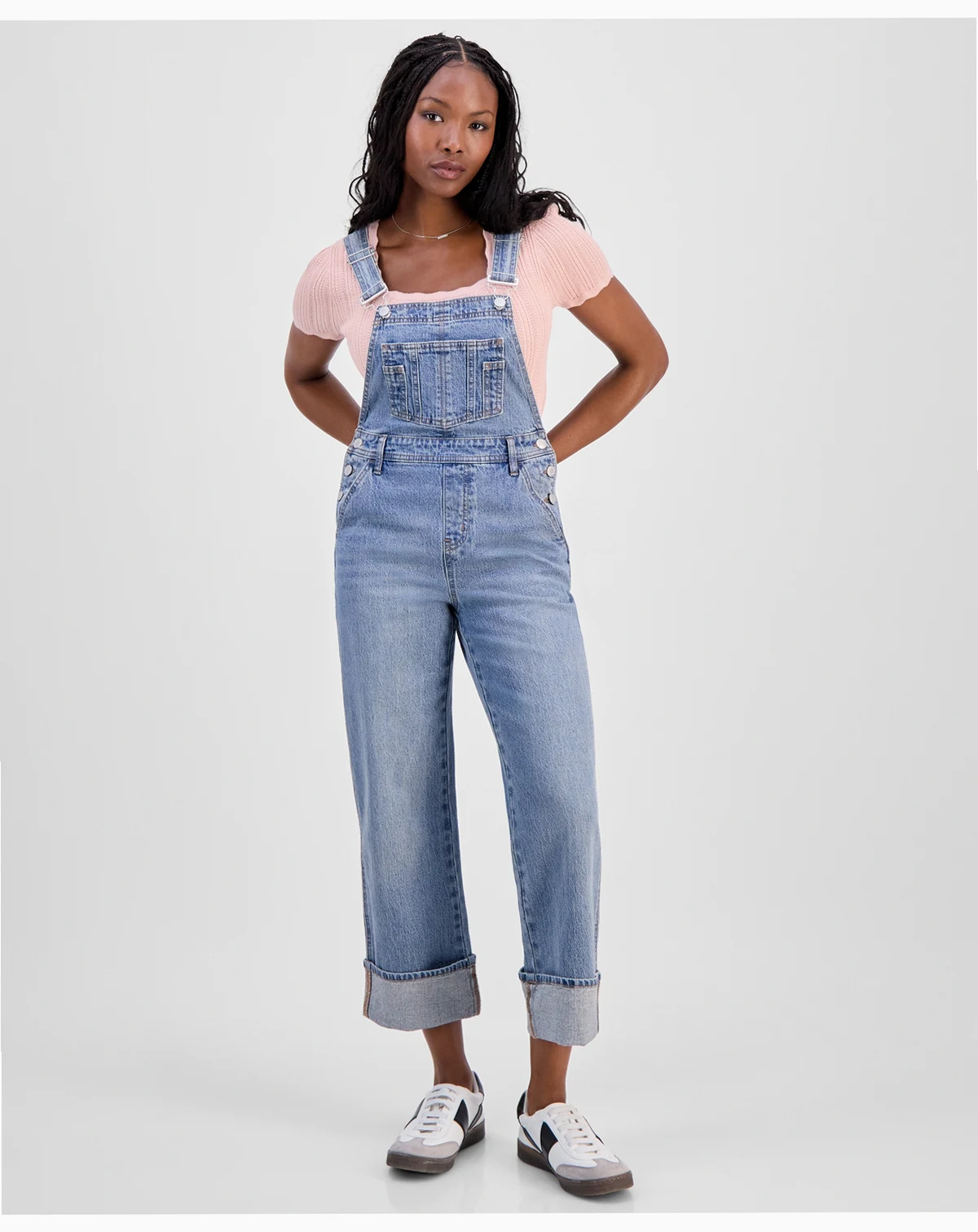 Petite Cuffed Denim Overalls, Macy's Exclusive