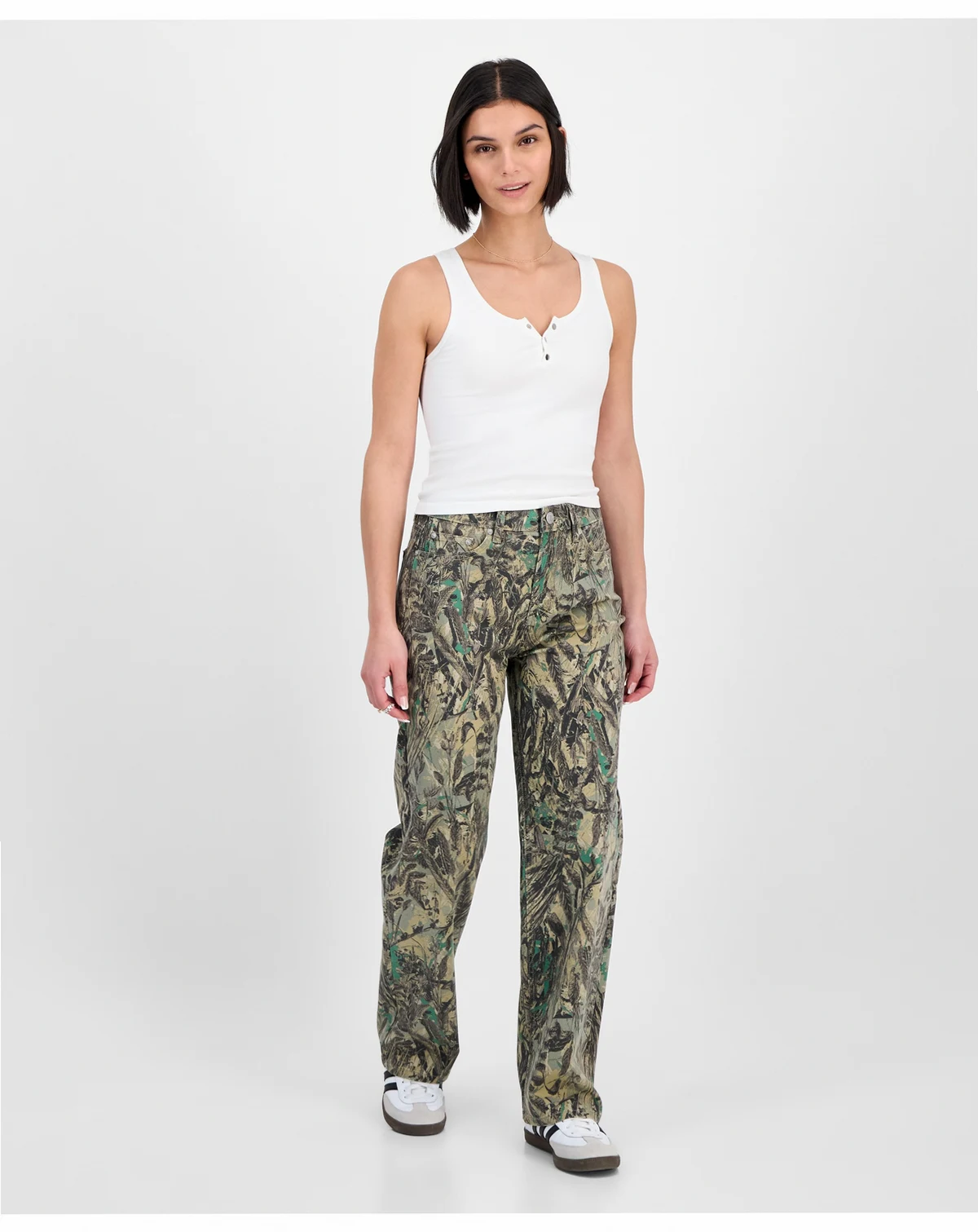 Juniors' 90s Fit Camo-Print