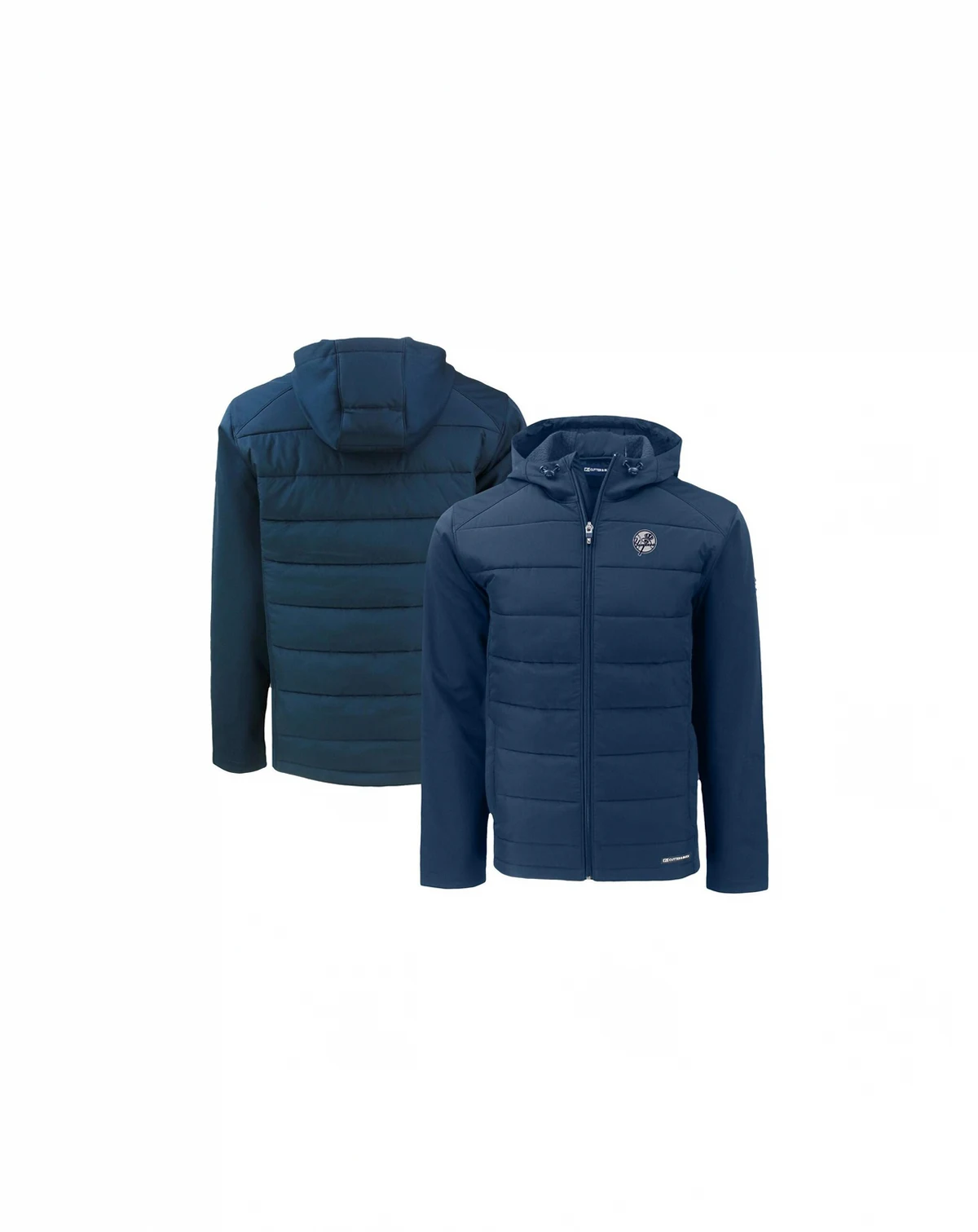 Men's Navy New York Yankees Evoke Hybrid Eco Softshell Full-Zip Hooded Jacket