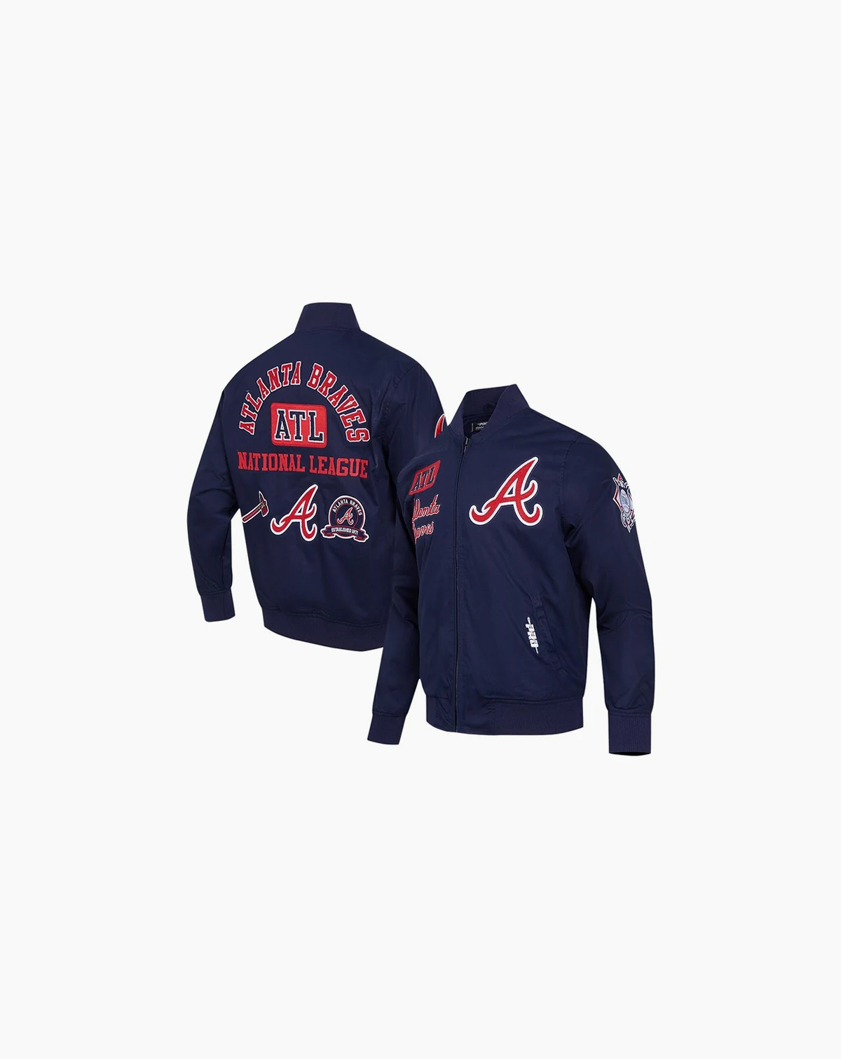 Men's Navy Atlanta Braves Twill Full-Zip Jacket