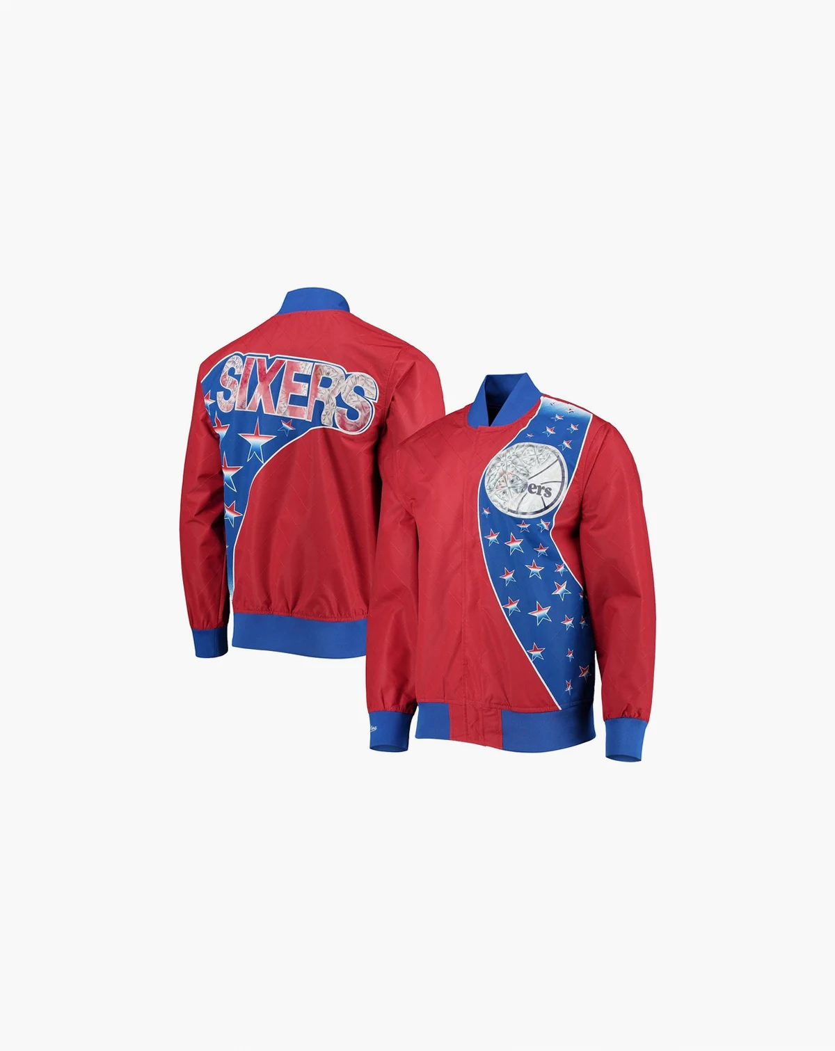 Men's Philadelphia 76Ers Red Hardwood Classics 75th Anniversary Authentic Warmup Full-Snap Jacket
