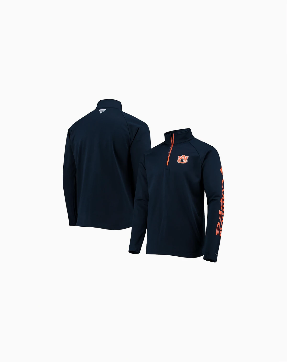 Men's Navy Auburn Tigers Terminal Tackle Fleece Raglan Omni-Shade Quarter-Zip Jacket