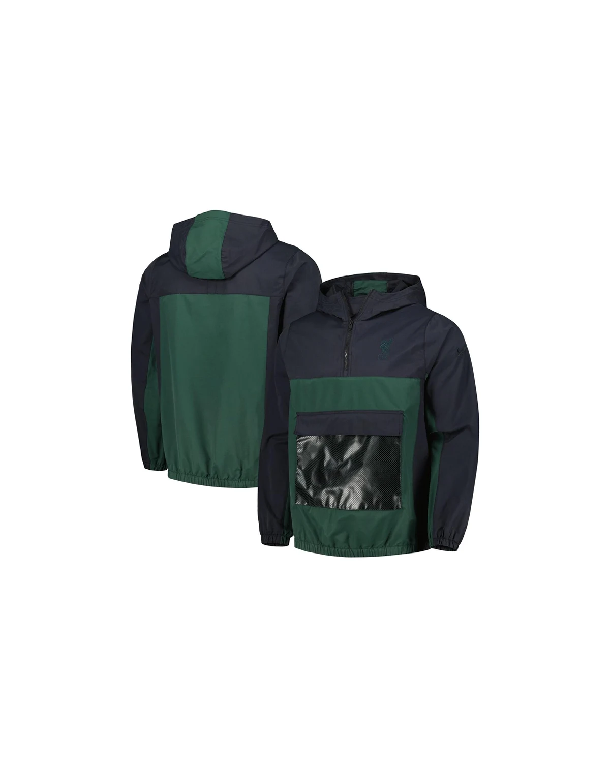 Men's Green Liverpool Anorak Hoodie Quarter-Zip Jacket