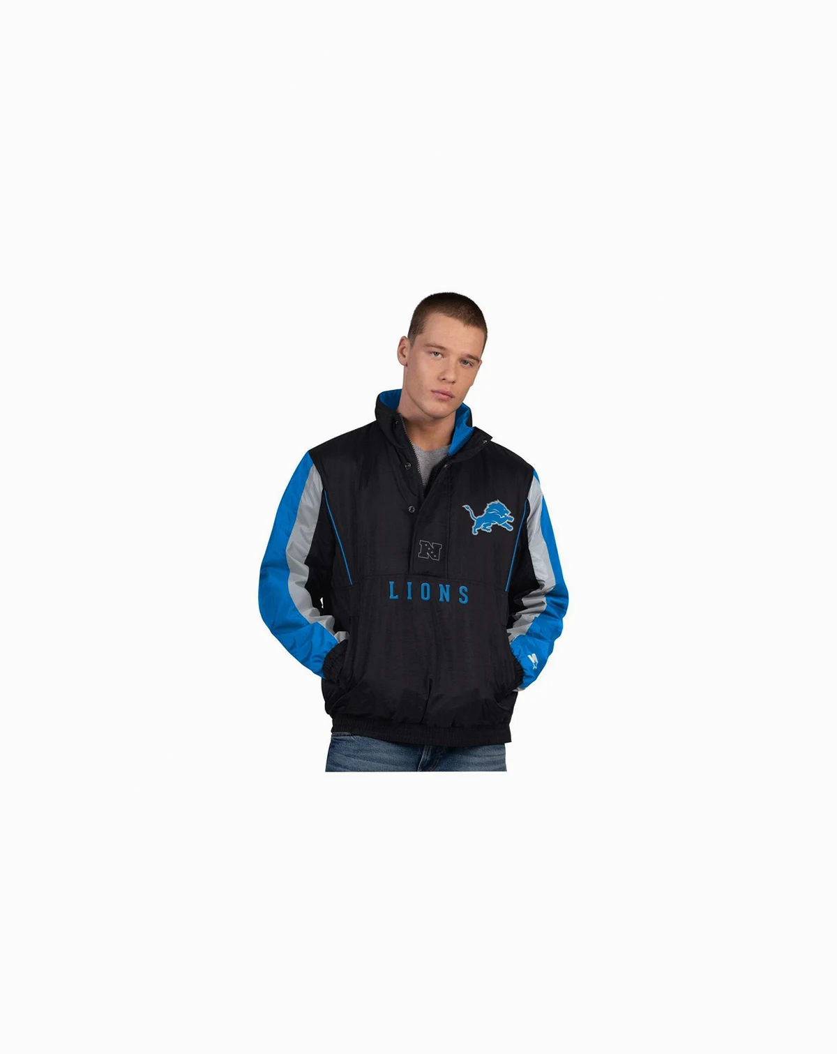Men's Black Detroit Lions Thursday Night Gridiron Half-Zip Jacket