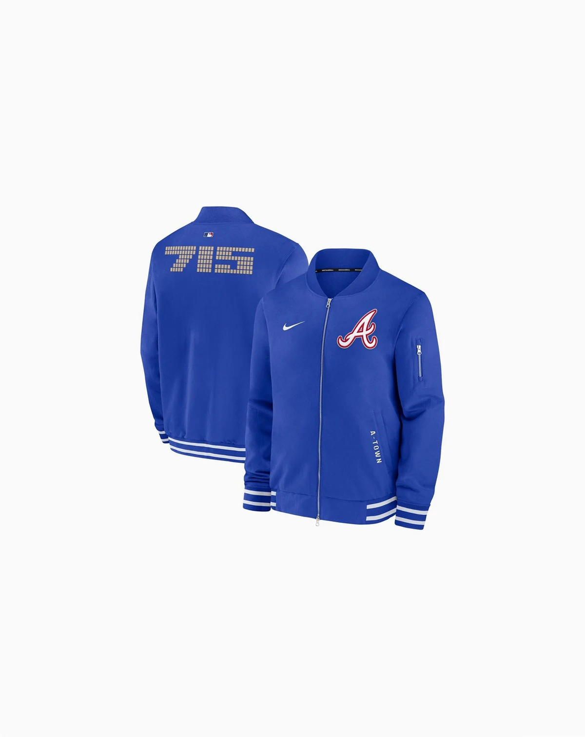 Men's Royal Atlanta Braves Authentic Collection City Connect Full-Zip Bomber Jacket