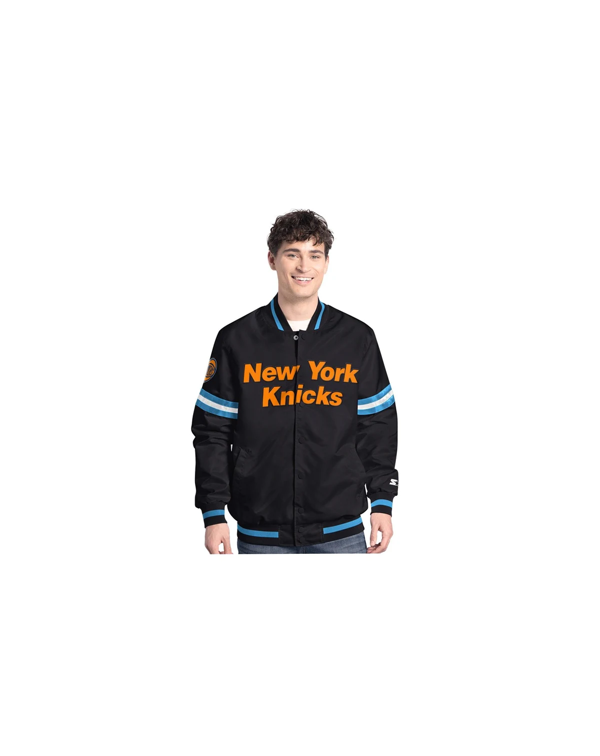Men's Black New York Knicks Scout Varsity Full-Snap Jacket