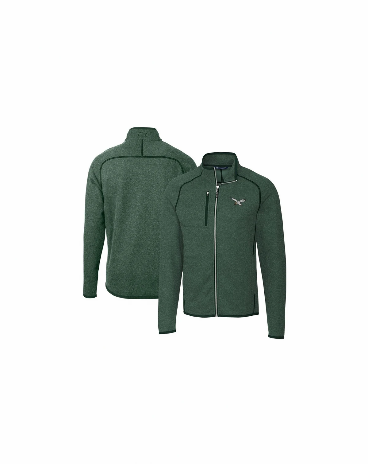 Men's Heather Green Philadelphia Eagles Mainsail Sweater-Knit Full-Zip Jacket