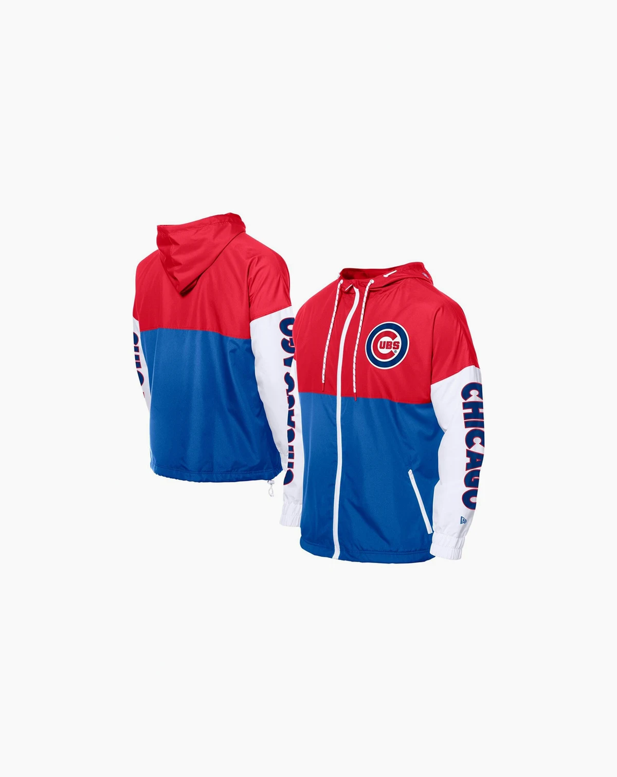 Men's Royal/Red Chicago Cubs Color Block Full-Zip Hoodie Windbreaker Jacket