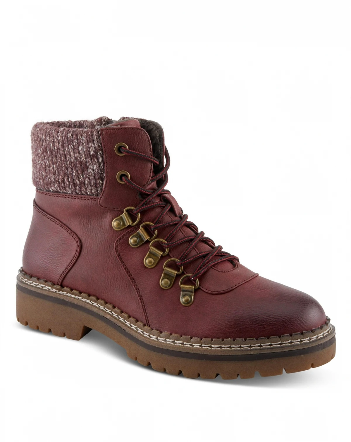 Women's Hiker-Inspired Sweater Collar Lug Sole Boot