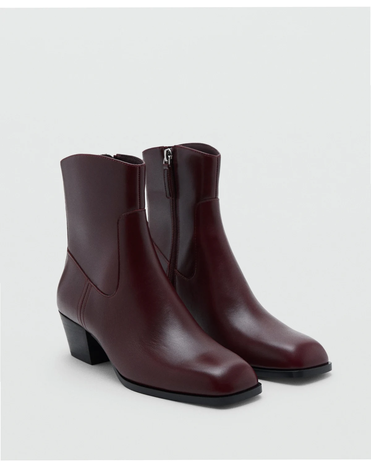 Women's Squared Toe Leather Ankle Boots
