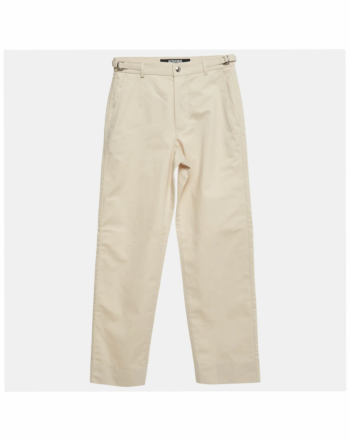 Men's Beige Cotton Straight Leg Trousers