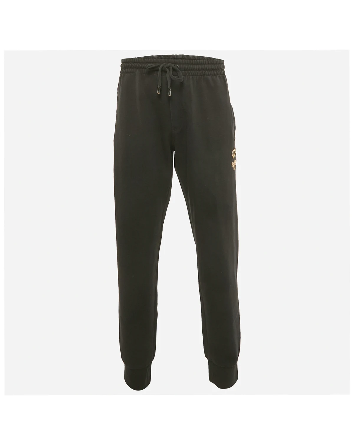 Men's Black Crown Embroidered Cotton Jogger Pants