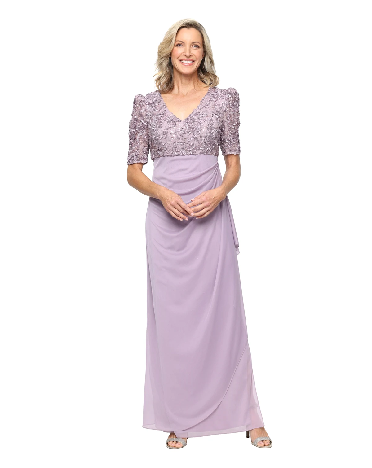 Women's Embellished Puff-Sleeve A-Line Dress