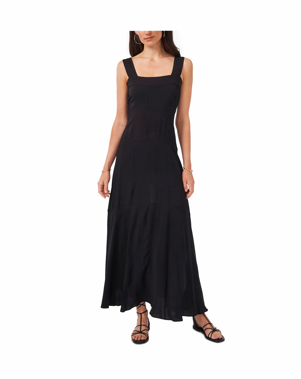 Women's Challis Square-Neck Smocked-Back Sleeveless Maxi Dress
