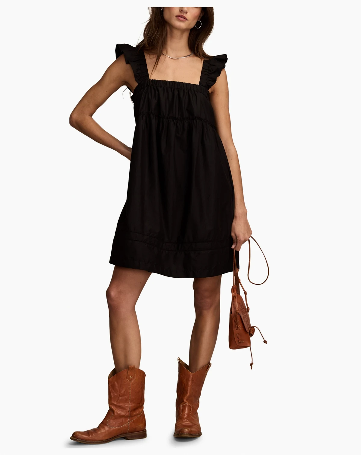 Women's Ruched Flutter Mini Dress