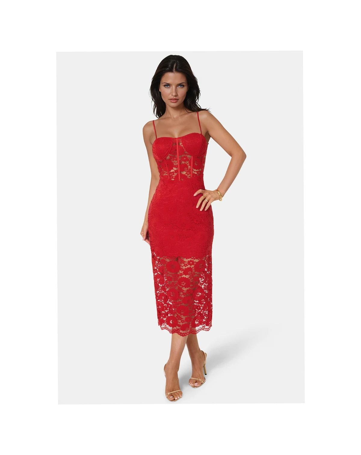 Women's Lace Corset Midi Dress
