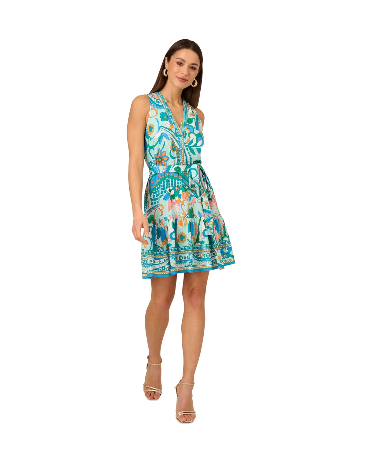 by Adrianna Papell Women's Printed Sleeveless A-Line Dress