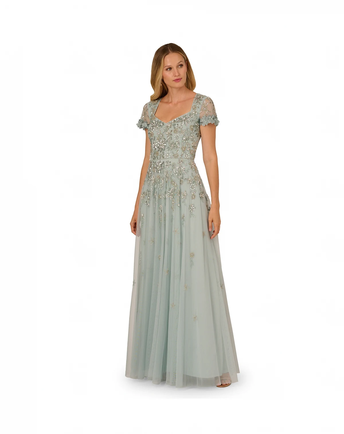 Women's Embellished Short-Sleeve Ball Gown