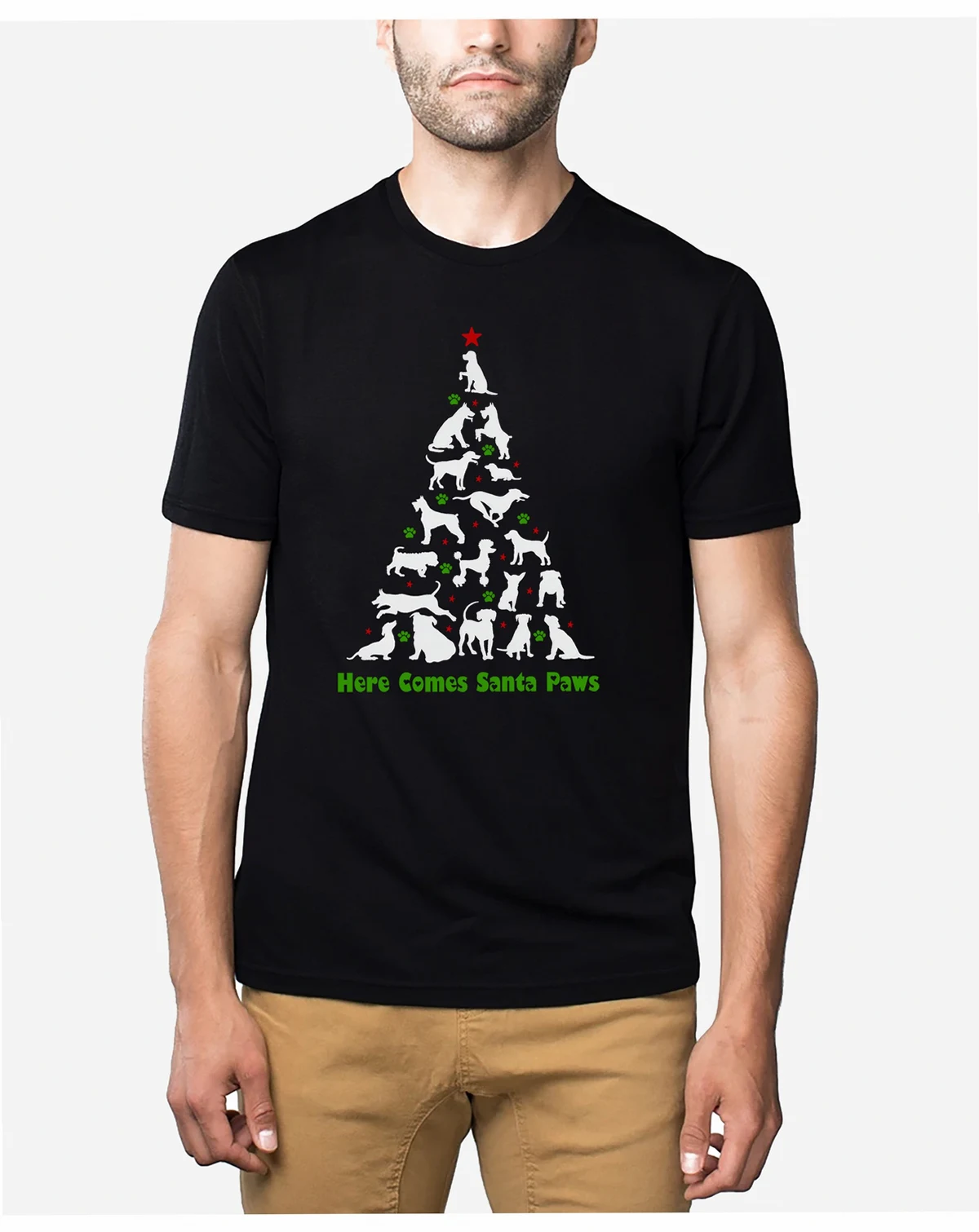 Men's Here Comes Santa Paws Premium Blend Word Art T-Shirt