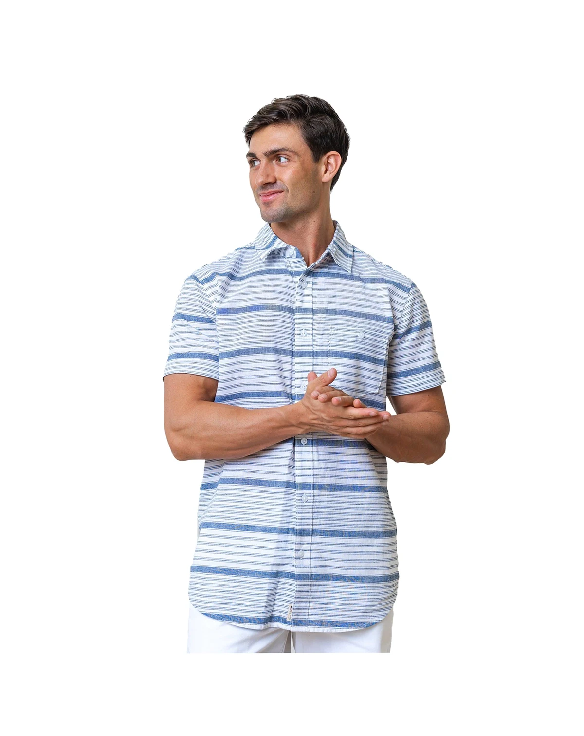 Men's Short Sleeve Linen Button Down Shirt