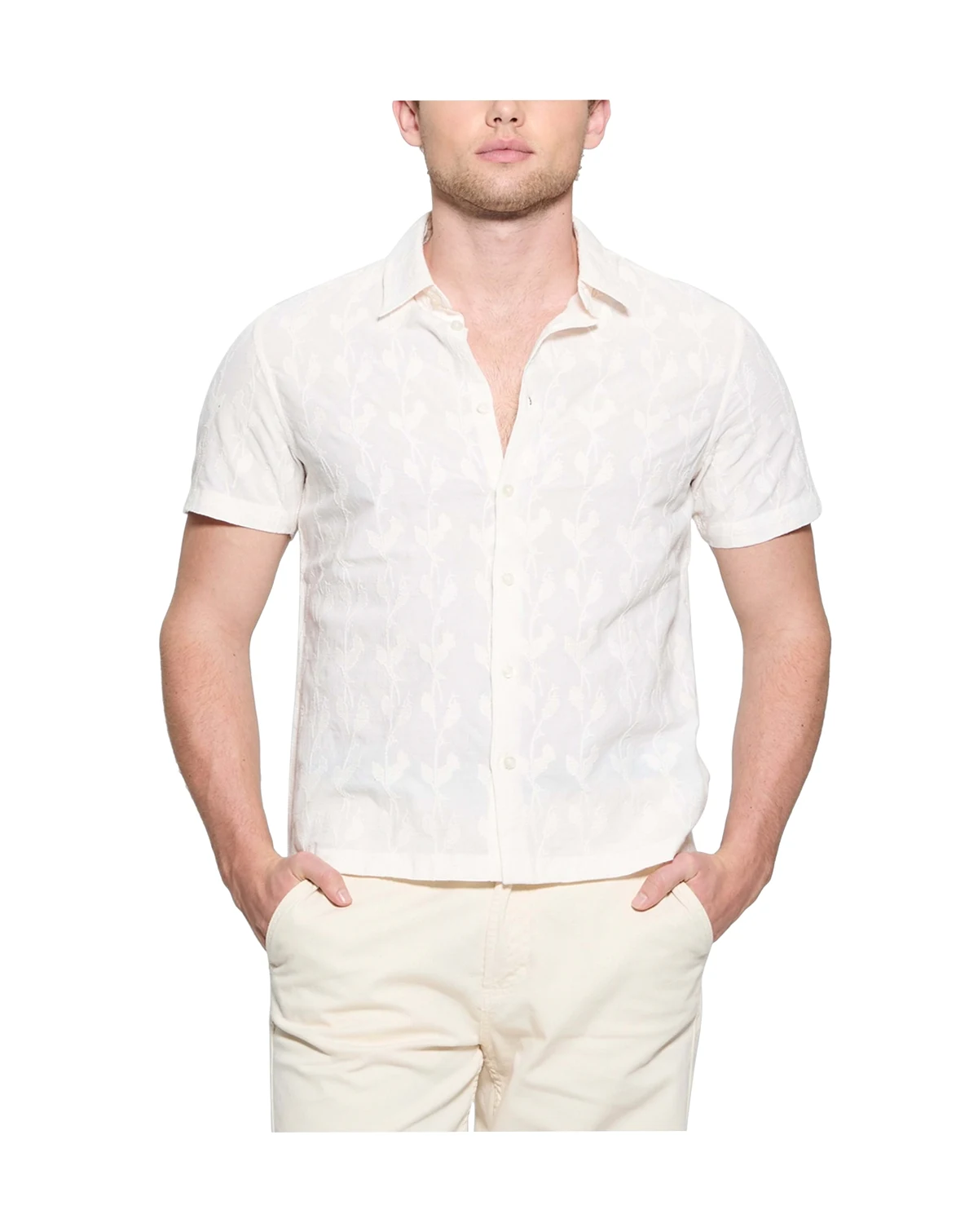 Men's Jacoby Relaxed Fit Short Sleeve Button-Front Embroidered Shirt