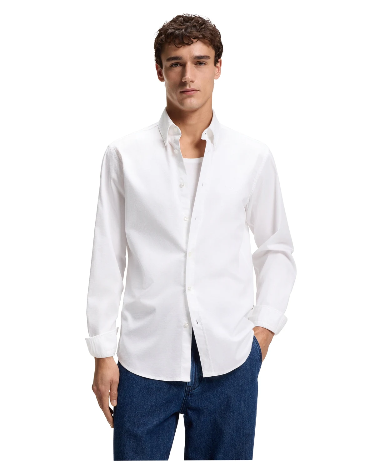Men's Regular-Fit Stretch-Cotton Dobby Shirt