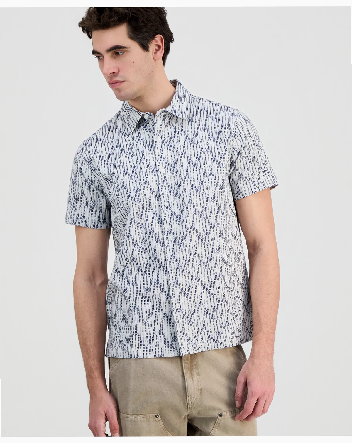 Men's Bowline Cotton Jacquard Short-Sleeve Shirt