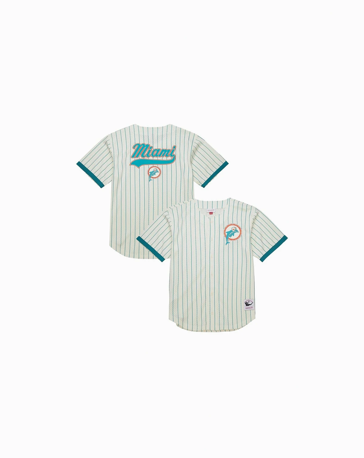 Men's Cream Miami Dolphins Final Seconds Vintage Logo Mesh Button-Up Shirt