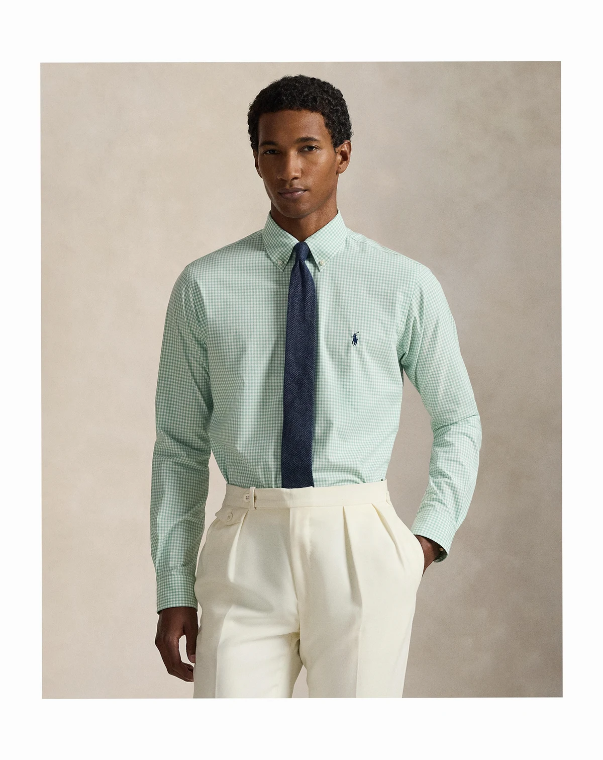 Men's Slim-Fit Gingham Stretch Shirt