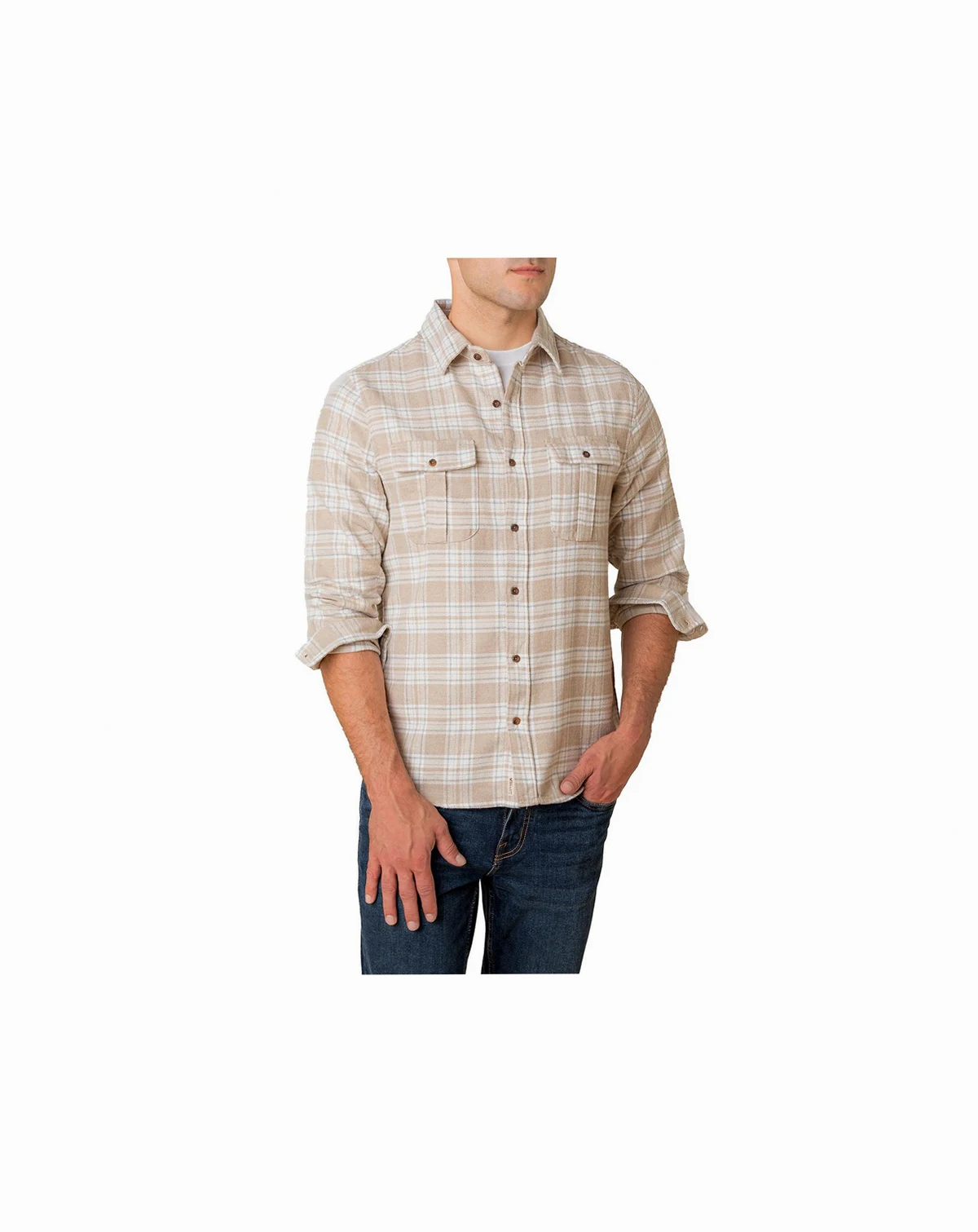 Men's Organic Flannel Double Pocket Button Down Shirt