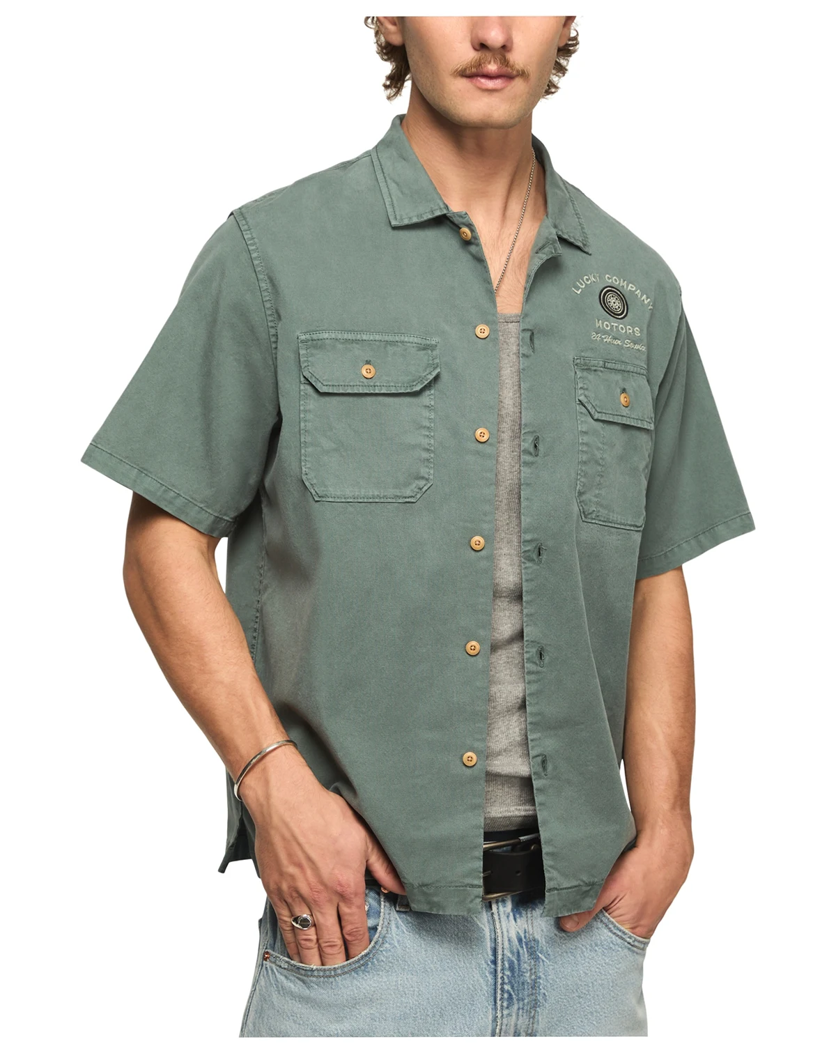 Men's Panther Moto Button-Front Shirt