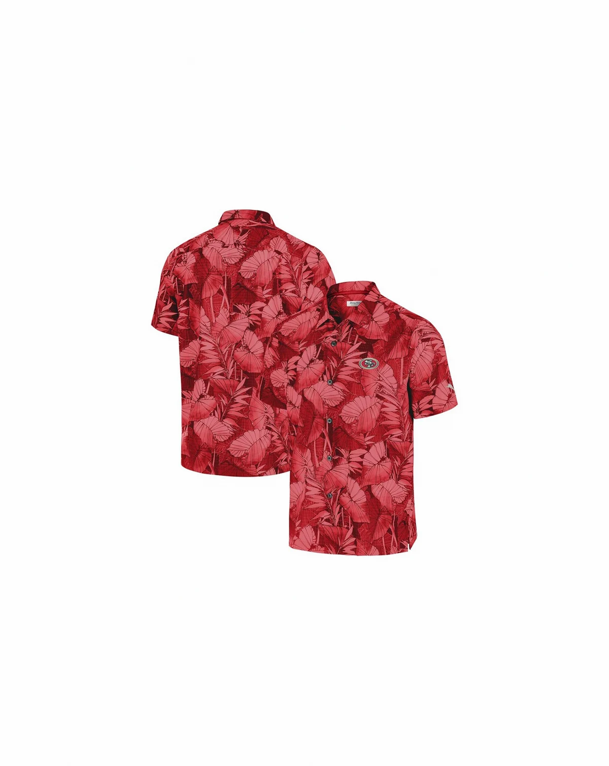 Men's Scarlet San Francisco 49ers Bahama Coast Nuevo Fronds Camp Button-Up Shirt