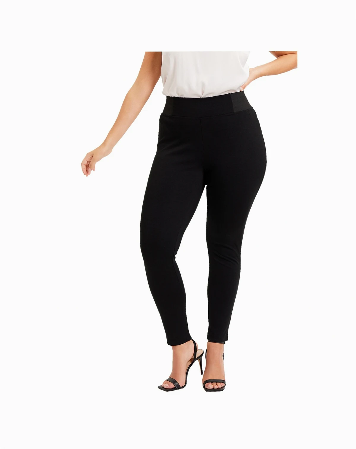 June + Vie Women's Plus Size Formfit Classic Ponte Pant