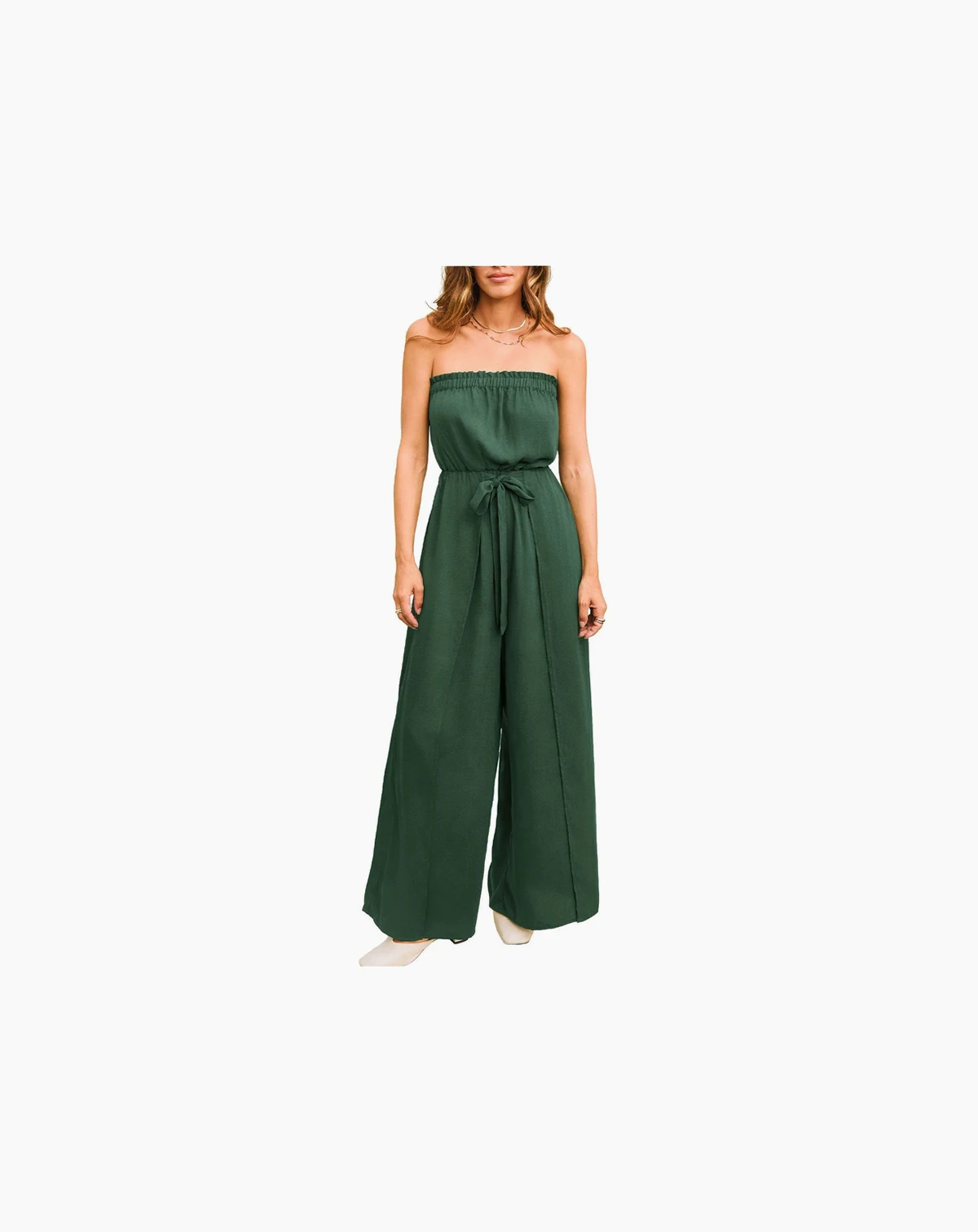 Women's Strapless Smocked Wide-Leg Jumpsuit
