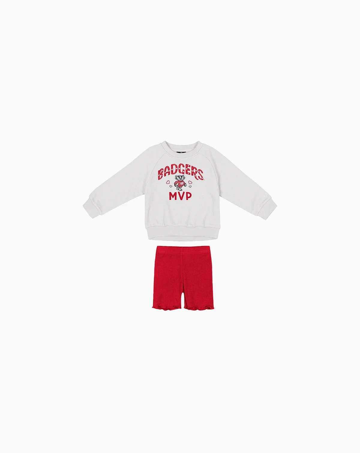 Girls Toddler 2-Piece White/Red Wisconsin Badgers Beta Fleece Sweatshirt and Shorts Set