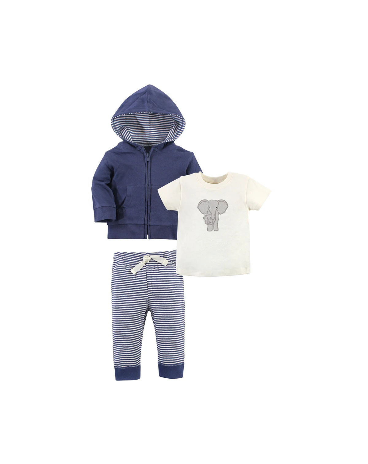 Versatile Natural Cotton Collection Hoodie, Tee or Bodysuit, & Coordinated Pants