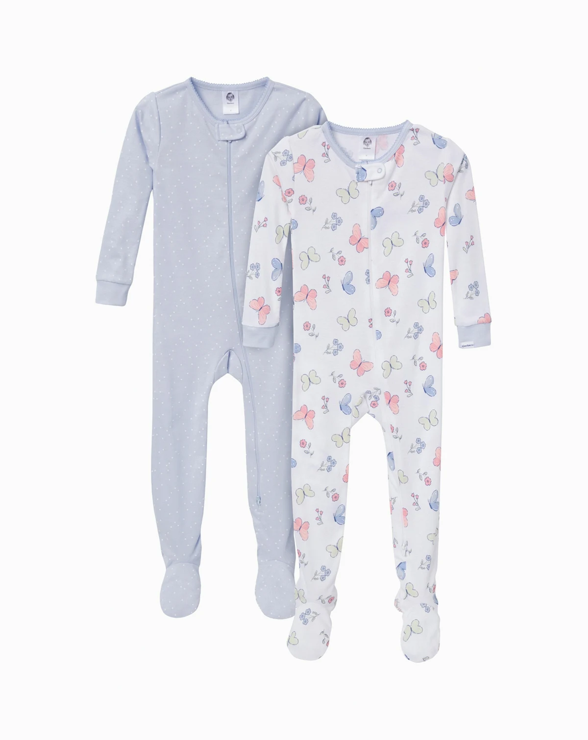 Toddler Girls Snug Fit Footed Pajamas, 2-Pack, Butterflies