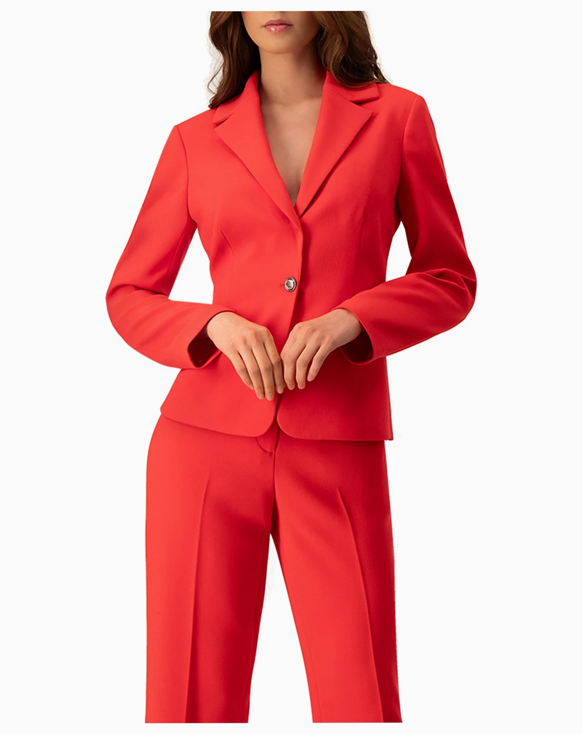 Women's Single-Button Blazer in Vibrant Red